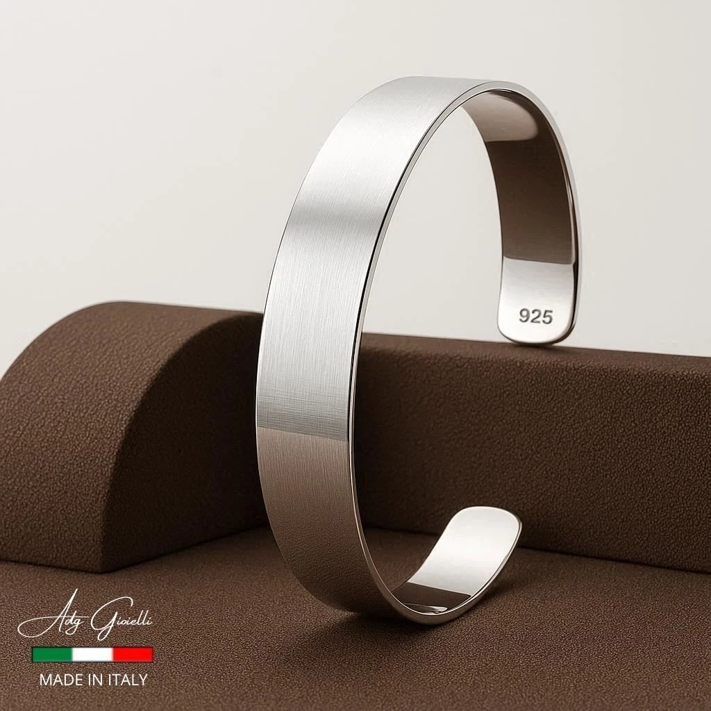 Bracciale rigido argento con incisioni argento BRASS Workshop bar21