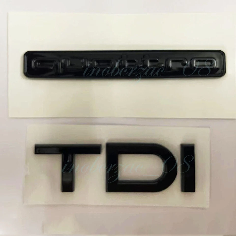 1 Set Quattro TDI Schriftung Abzeichen Aufkleber Chrom Emblem Schwarz Für Audi - Bild 2 von 3