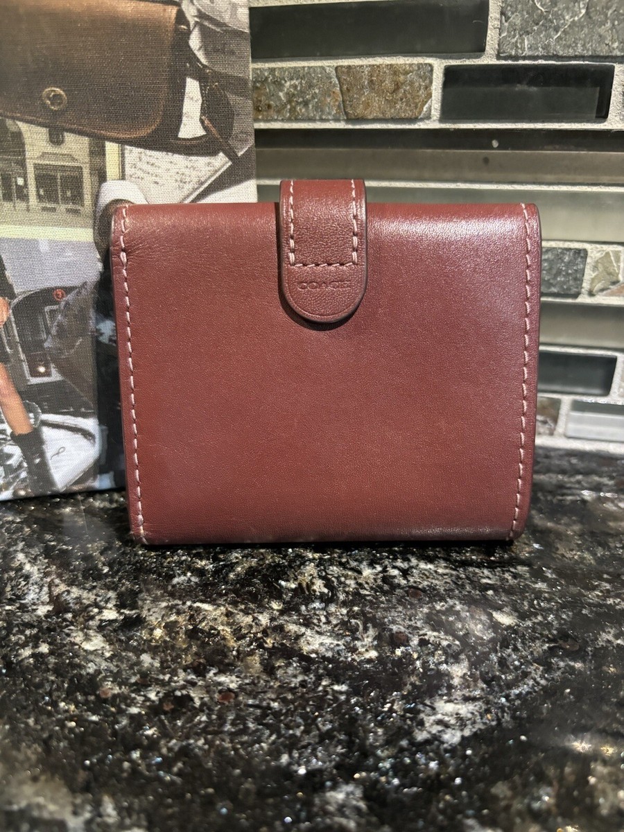 Coach 1941 Trifold Wallet Glovetanned Leather 58851 Bordeaux | eBay
