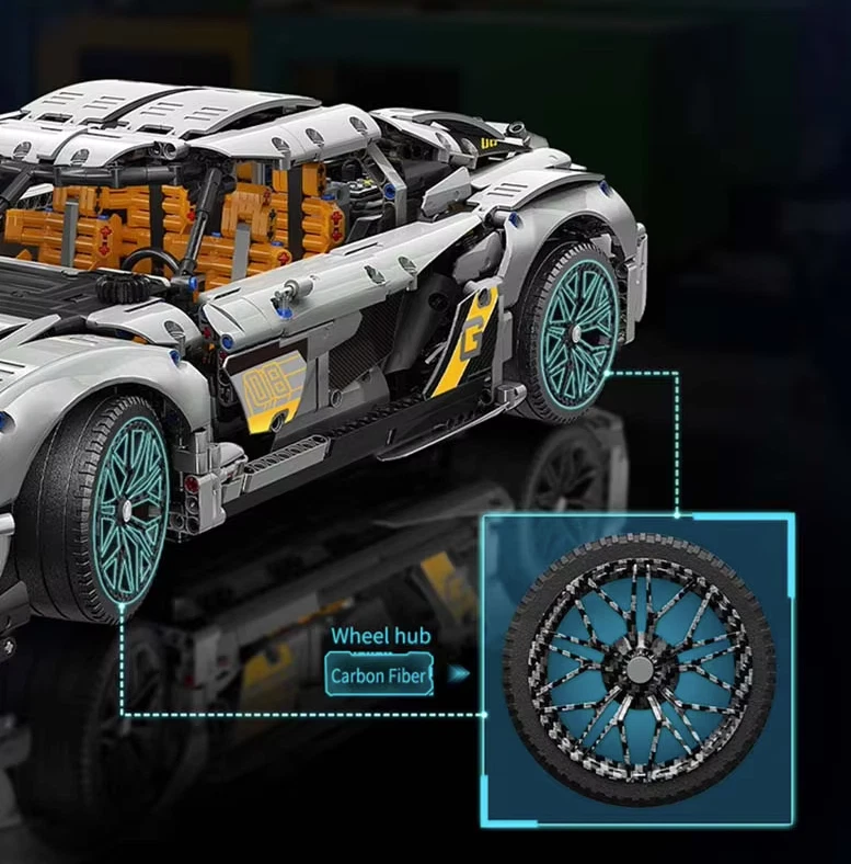 NISB - Gemera Hypercar Technic Set | Escala 1:8 | RUEDAS DE FIBRA DE CARBONO 3.508 piezas Foto 2 de 4