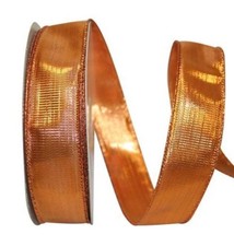 5 Yds. COPPER METALLIC MAYHAM WIRE EDGE RIBBON 1 1/2" Wide