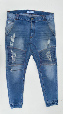NXP NENA & PAESADENA Biker Cuffed Destroy Jeans Size W36 L30.