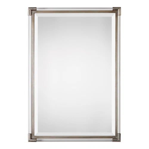 Modern Silver Acrylic Tube Wall Mirror Contemporary Minimalist Vanity Metallic - Picture 1 of 2