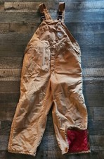 Vintage Carhartt Made In USA Bib Overalls Brown Men's 48x28 Lined Lt Ditresses