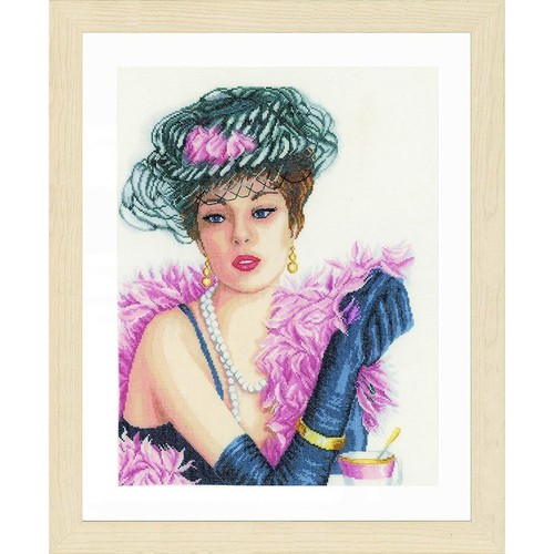 Lanarte cross stitch kit "elegant lady linen", counted, DIY