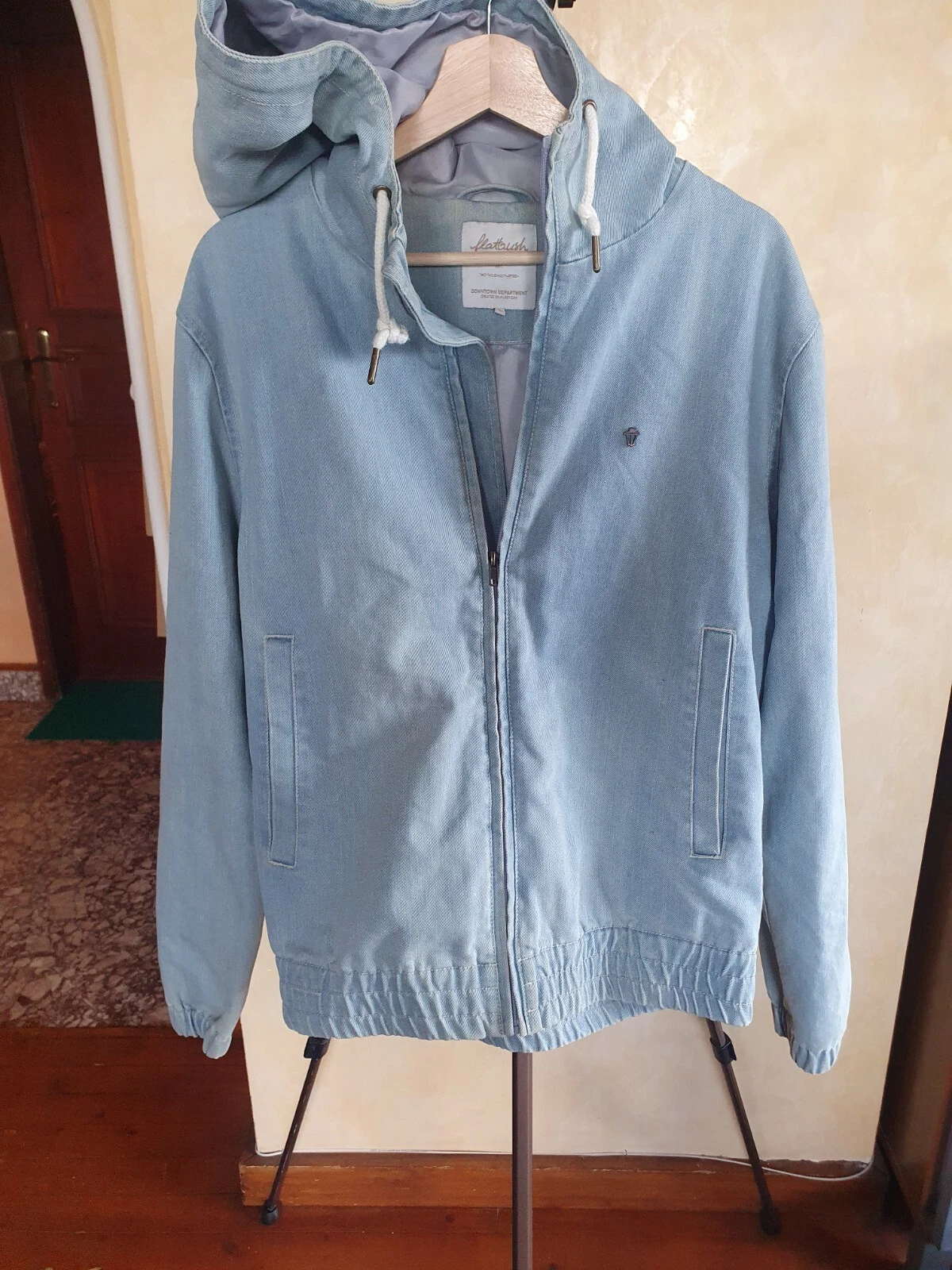 Flatbush Denim Hooded Jeans Jacket Work Style sz M