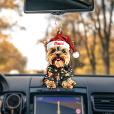Personalized Yorkshire Terrier Dog Christmas Lights Ornament, Love Dog Ornament