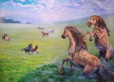 Freedom. Original framed under glass acrylic on paper 22"x30" painting 