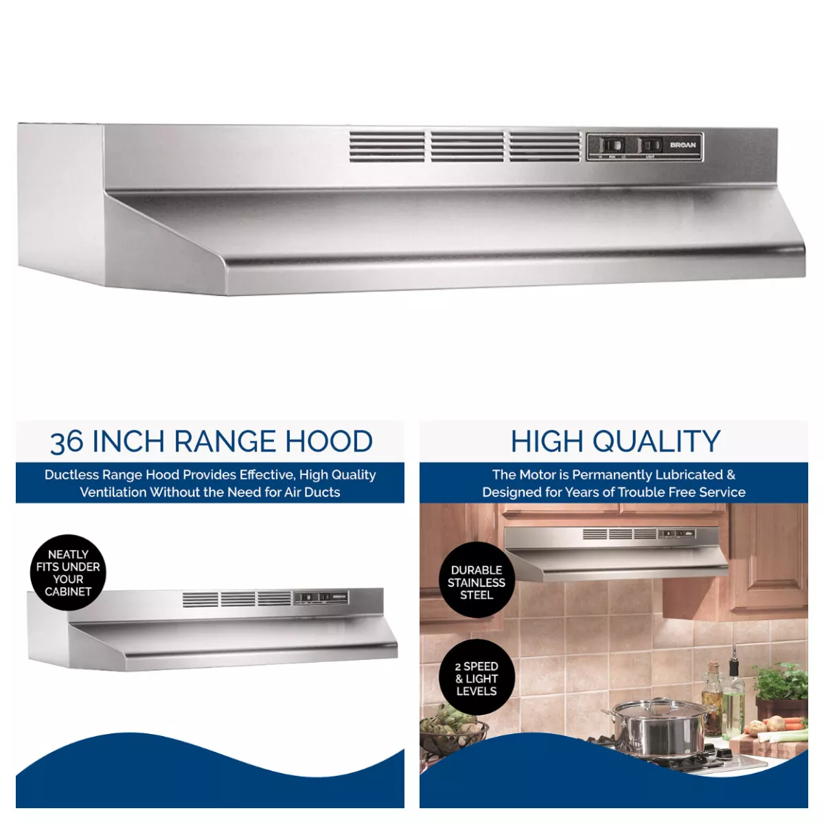 413004 by Broan - Broan® 30-Inch Ductless Under-Cabinet Range Hood,  Stainless Steel