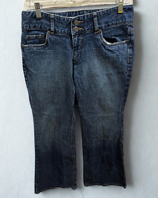Express Curvy Flare Jeans Womens 10 Short Blue Mid Rise Stretch Denim