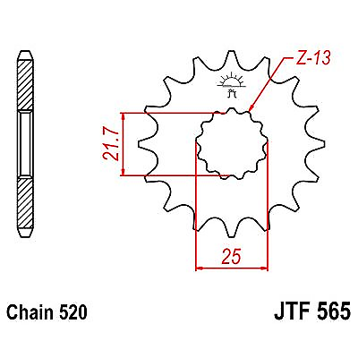JT SPROCKETS Piñón con goma 565 de acero con 16 dientes - Imagen 1 de 2