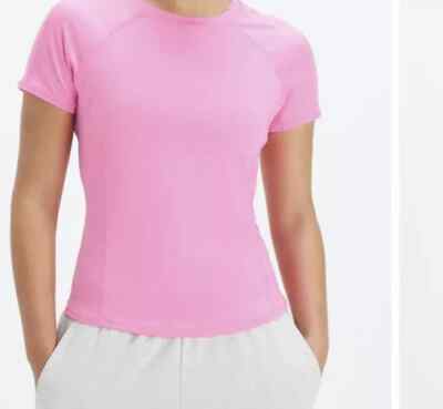 Fabletics Phoenix Lite Short Sleeve Pink Top Women's LARGE