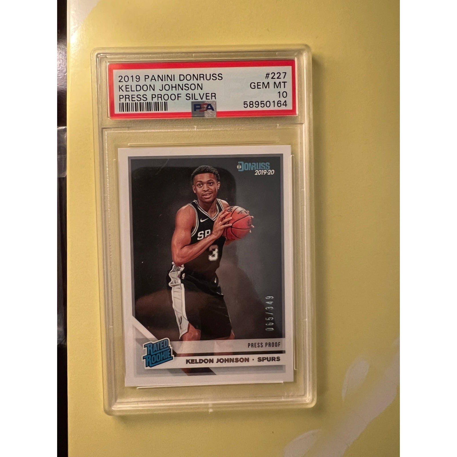 2019 Panini Donruss Press Proof Silver #227 Keldon Johnson RC Rookie /349 PSA 10