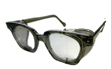 Safety Glasses 6M PI Z87 Clear Lens Metal Mesh Shields Smoke Gray Frames NOS USA