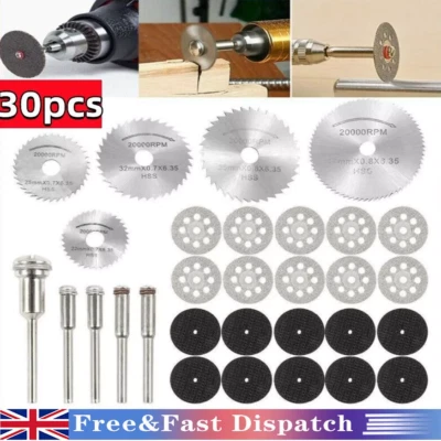 30X For Dremel Rotary Tool Diamond Cutting Discs Wheel Saw Blade Set Drill Bit