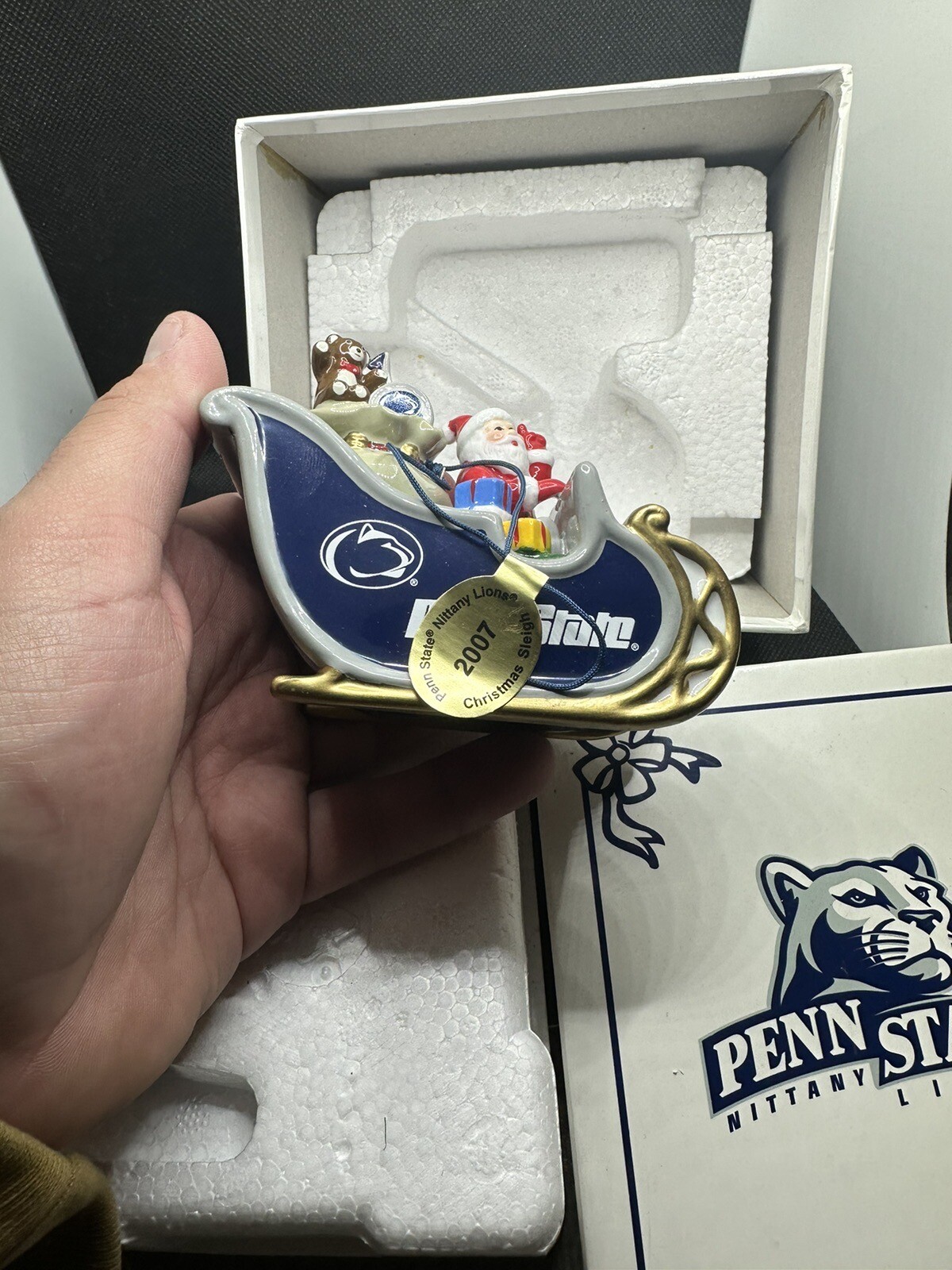 2007 Danbury Mint Penn State Nittany Lions Santa Sleigh Christmas
