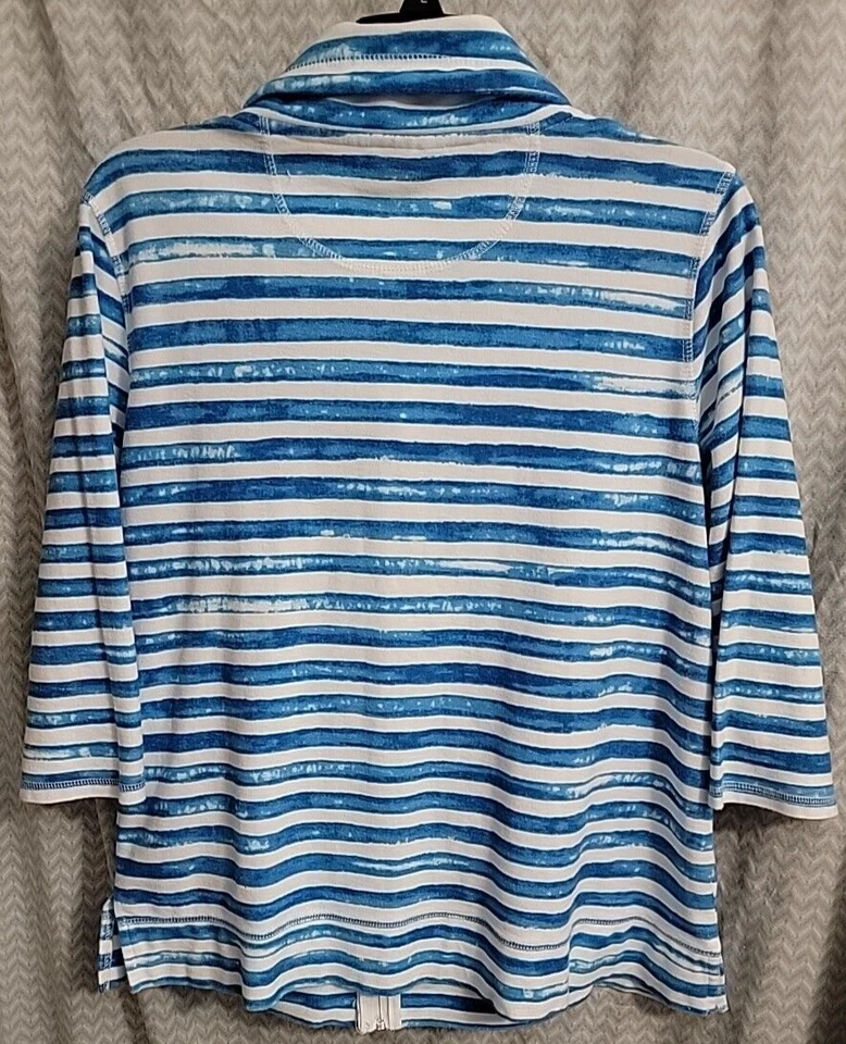 Sudadera Onque Informal Cremallera Completa Azul Rayas Mujer Grande Manga 3/4 Atletismo Foto 2 de 2