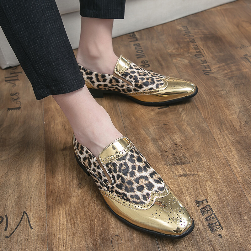 PANTOFOLA D’ORO Scarpe tuta uomo glitter stampa leopardata business ciabatte eleganti décolleté NUOVE