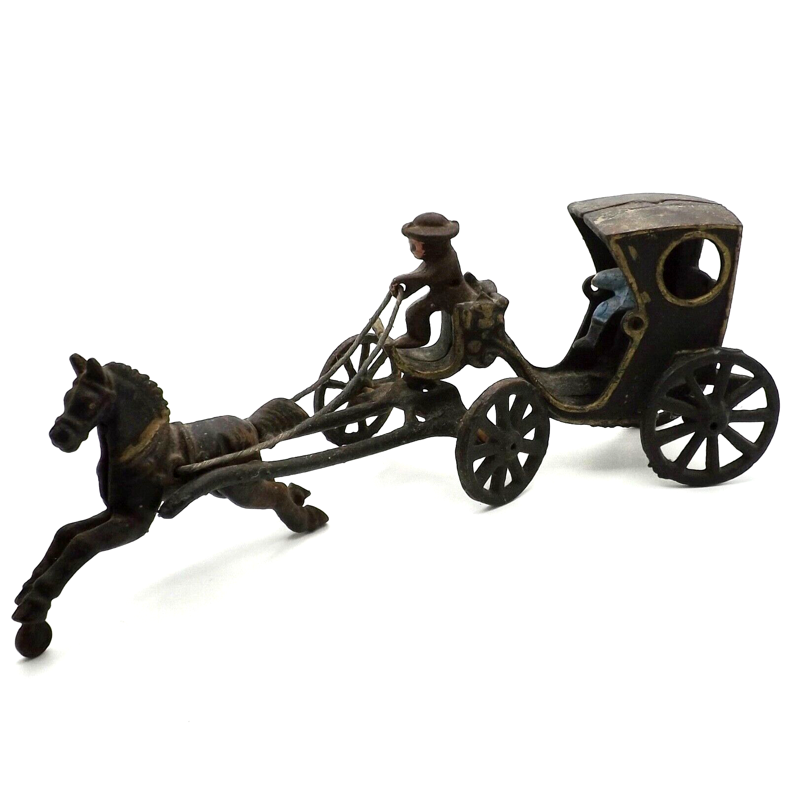 Antique Cast Iron Horse and Buggy Carriage Original Toy Animated Rare