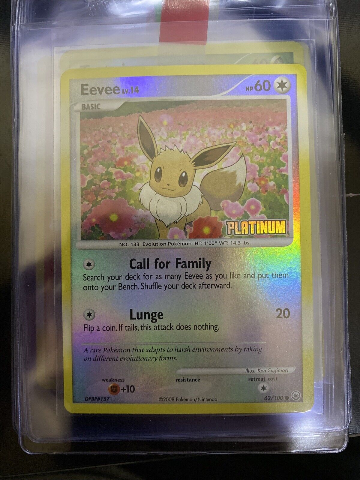 Pokemon Eevee Platinum Reverse Holo 62/100 Burger King Promo TCG Card MP