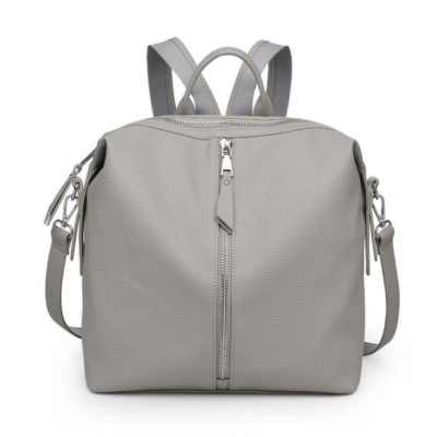 Urban Expression Kenzie Backpack Pebbled Vegan Leather Gray  Silver