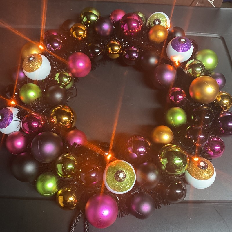 Target Halloween  Hyde and Eek Pre-lit Halloween Wreath Shatterproof 16” 