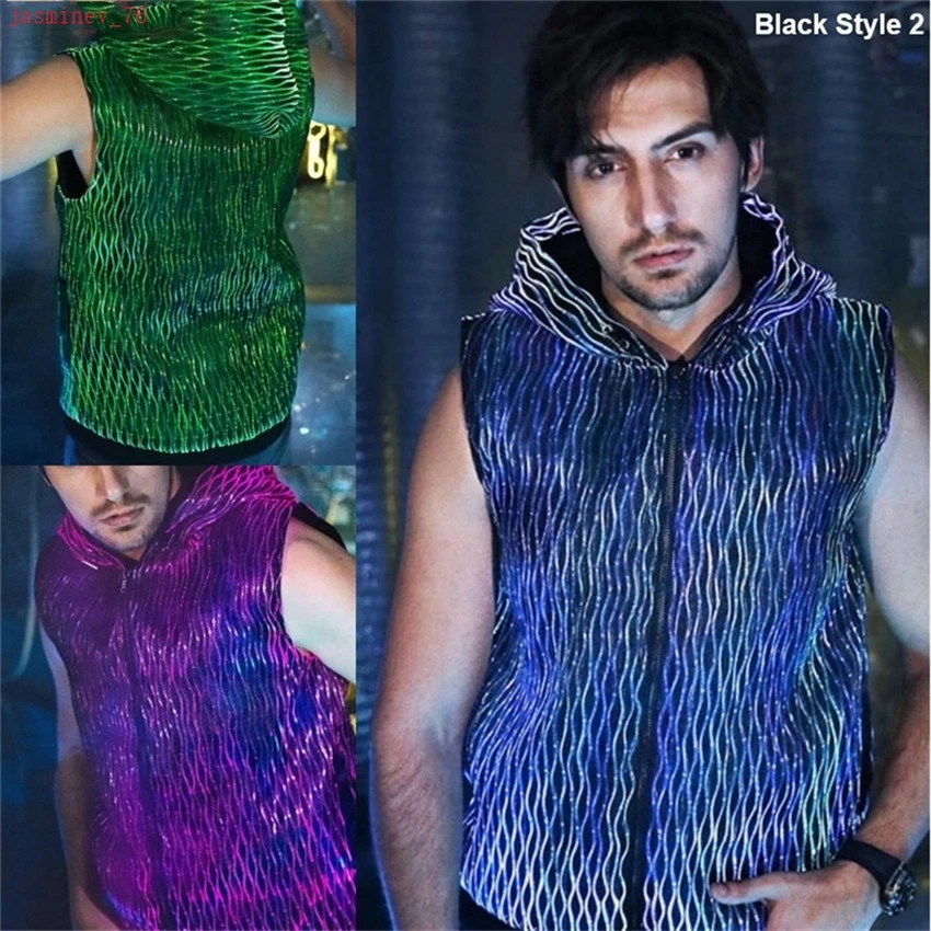 LED Men's Glow Sleeveless Hoodie Jacket Colorful Change With Fiber Optic Fabric
Opens in a new windo