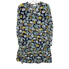 LOFT Floral Ruffle Hem Shift Mini Dress Petite XSP Navy Mod Retro Twee Romantic