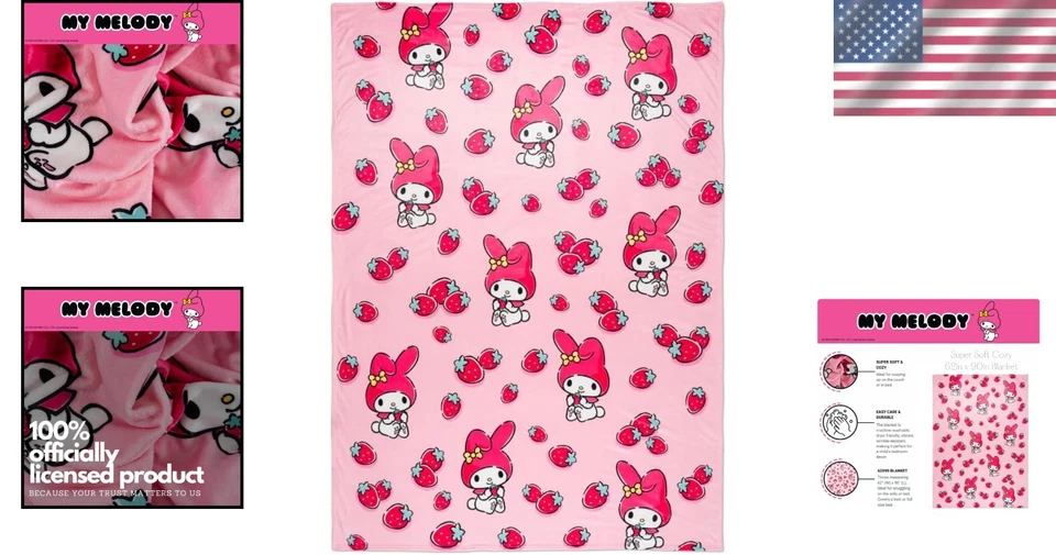 Cozy My Melody Bedding Blanket, 100% Polyester - Image 2 of 4