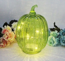 Christmas Decor lamp,Crackle Glass Pumpkin Light with Timer, Battery Operated...