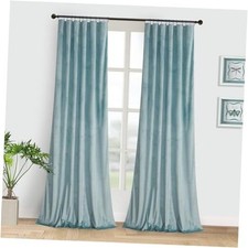 Soft Curtains Velvet Blackout Curtains 52"W x 72"L Pack of 2 Eggshell Blue