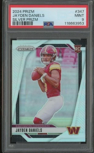 2024 Panini Prizm JAYDEN DANIELS #347 RC Rookie Silver Parallel PSA 9 Mint BH3
