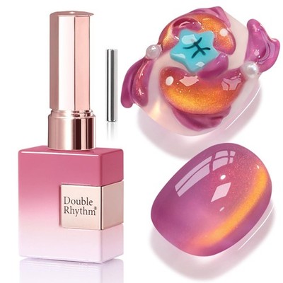 Double Rhythm 0.5 OZ Cat Eye Gel Polish with Magnet 15ML Holographic Glitter Shi