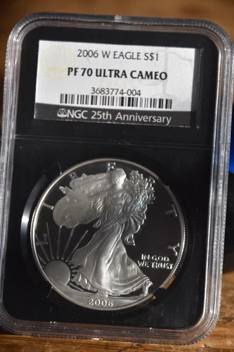 2006-W Proof $1 American Silver Eagle Dollar Coin Rated NGC PF70 Ultra Cameo