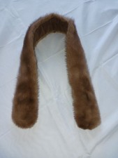 Vintage Tan Light Brown Mink Fur Collar 37" For Coat, Jacket, Dress