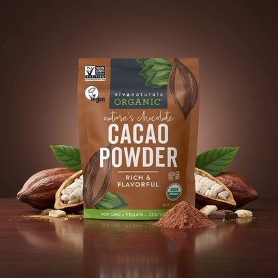 Organic Cacao Powder, 1lb - Unsweetened Cacao Powder With Rich Dark Chocolate Fl