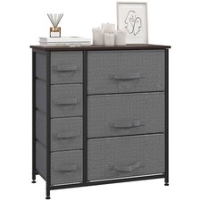 HOMCOM Chest of Drawers with 7 Dresser Drawers for Home Bedroom Grey Refurbished
