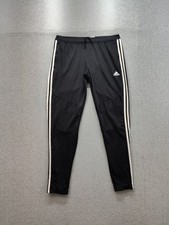Adidas Boy Yht Athletic Pant L Black 3 Stripe Elastic Waist Drawstring Tapered