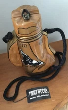 Timmy Woods Wood Golf Bag Clutch Minaudiere Shoulder Purse Cross Body Natural