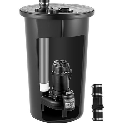 VEVOR Sewage Pump System 1/2 HP 4800 GPH Cast Iron Pump with Basin Float Switch