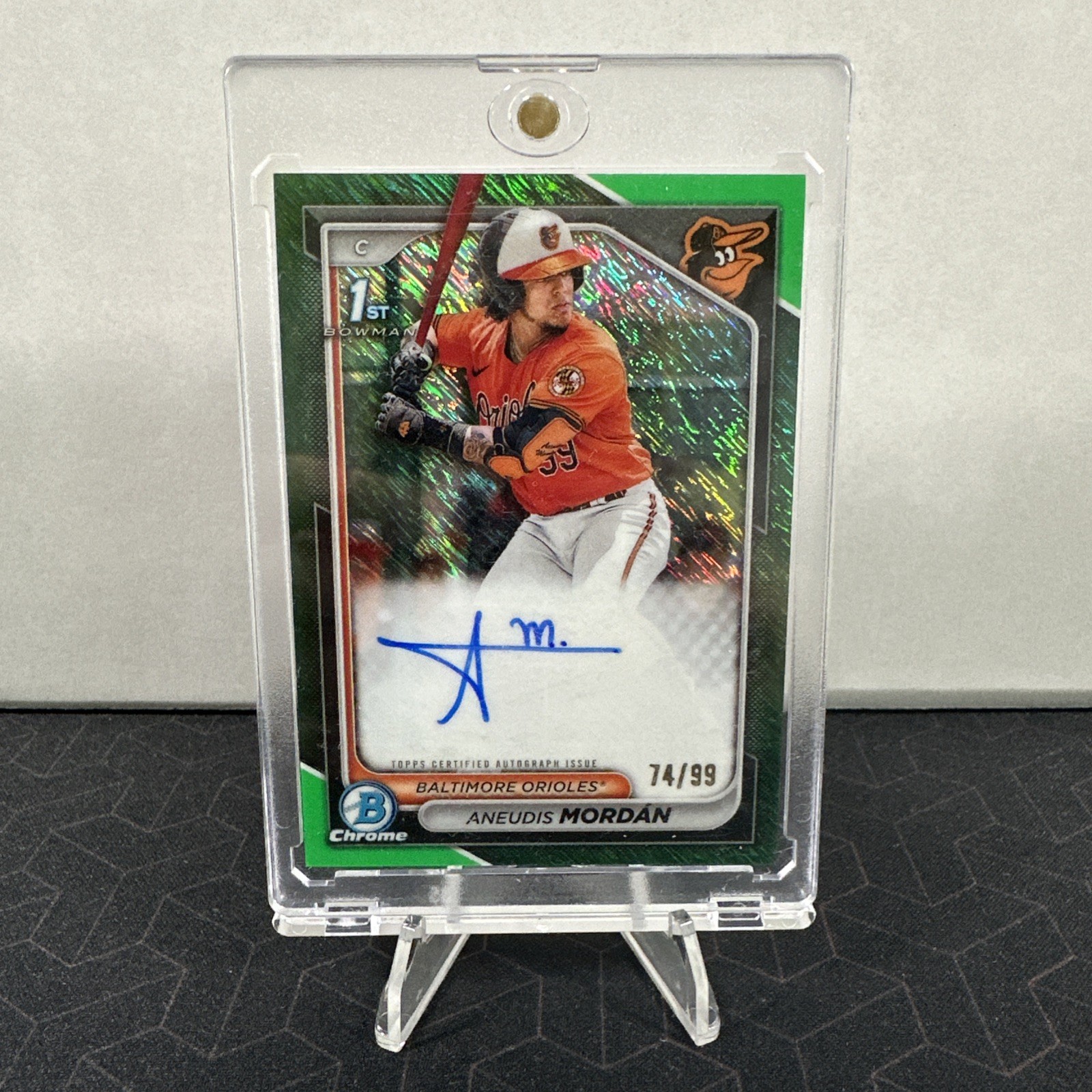 2024 Bowman Chrome Prospect Autographs Aneudis Mordan Green Shimmer /99 #CPA-AMO