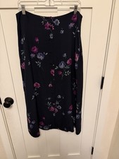 JONES NEW YORK 14 100 SILK Black Button Down Midi Skirt Vintage Dark Romance