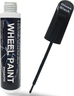 SYOAUTO Gloss Black Rim Touch Up Paint Car Wheel Scratch Repair Pen Brush Kit