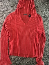 Moda International Women’s Sz S Silk & Cotton Lightweight Ribbed Hoodie