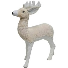 Renna alzata cerbiatto Natalizia 62x45 Pellicciosa Bianca Beige Decorativa