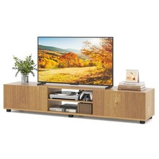 TV Stand for up to 70” TVs, Media Console Table w/Double Doors & Open Shelves