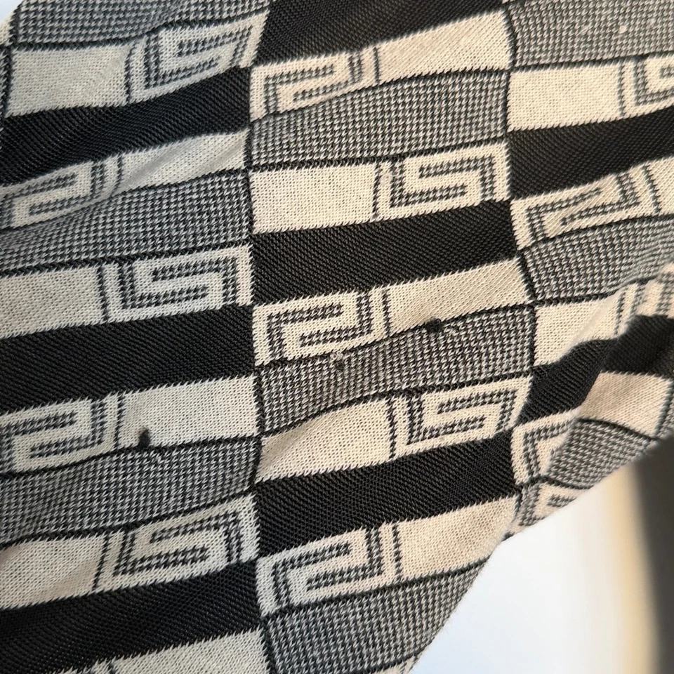 Gianni Versace All Over Logo Print Long Sleeve Sweater Top Beige Black Size 50 L - Image 3 of 4