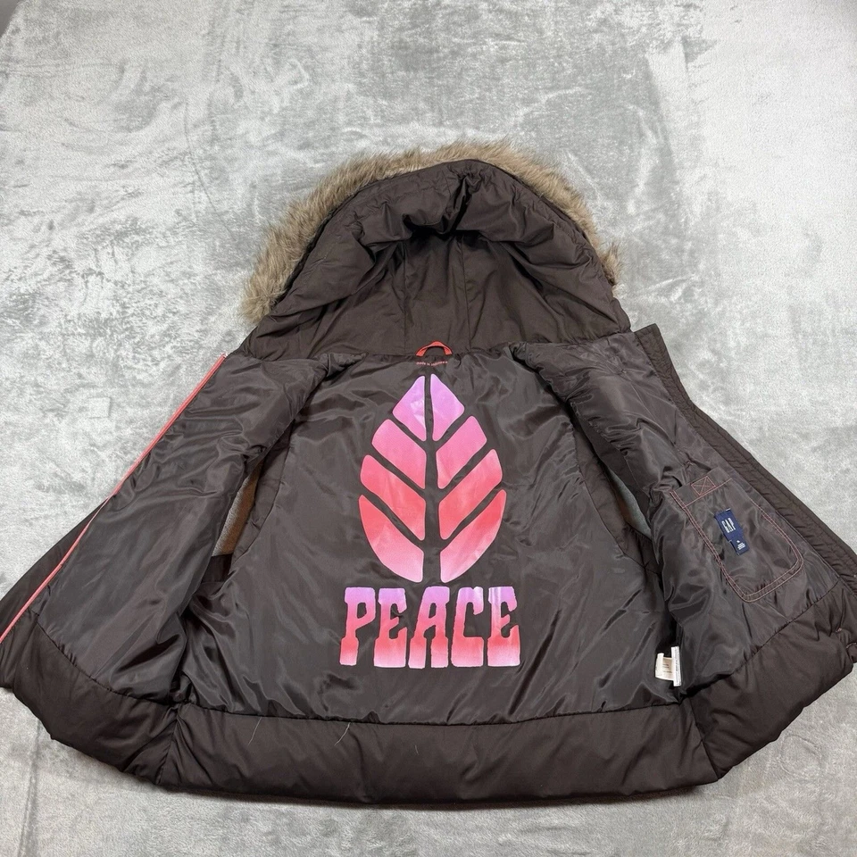 Chaleco Gap Puffer Juvenil XL Marrón Plumón Extraíble Imitación Piel Cremallera Completa A Presión Foto 2 de 4