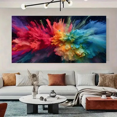 Abstract Explosion Color Powder Oil Painting Unframed Canvas Painting for Living