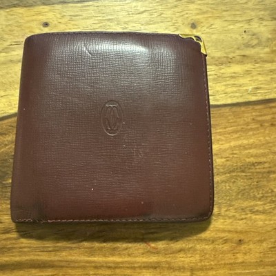 Cartier Geldbörse Portemonnaie Vintage Rot Gold Leder France Karten und Münzfach